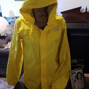 North face yellow rain coat
